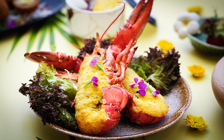 Crunchy Baked Boston Lobster Stuffed with Durian