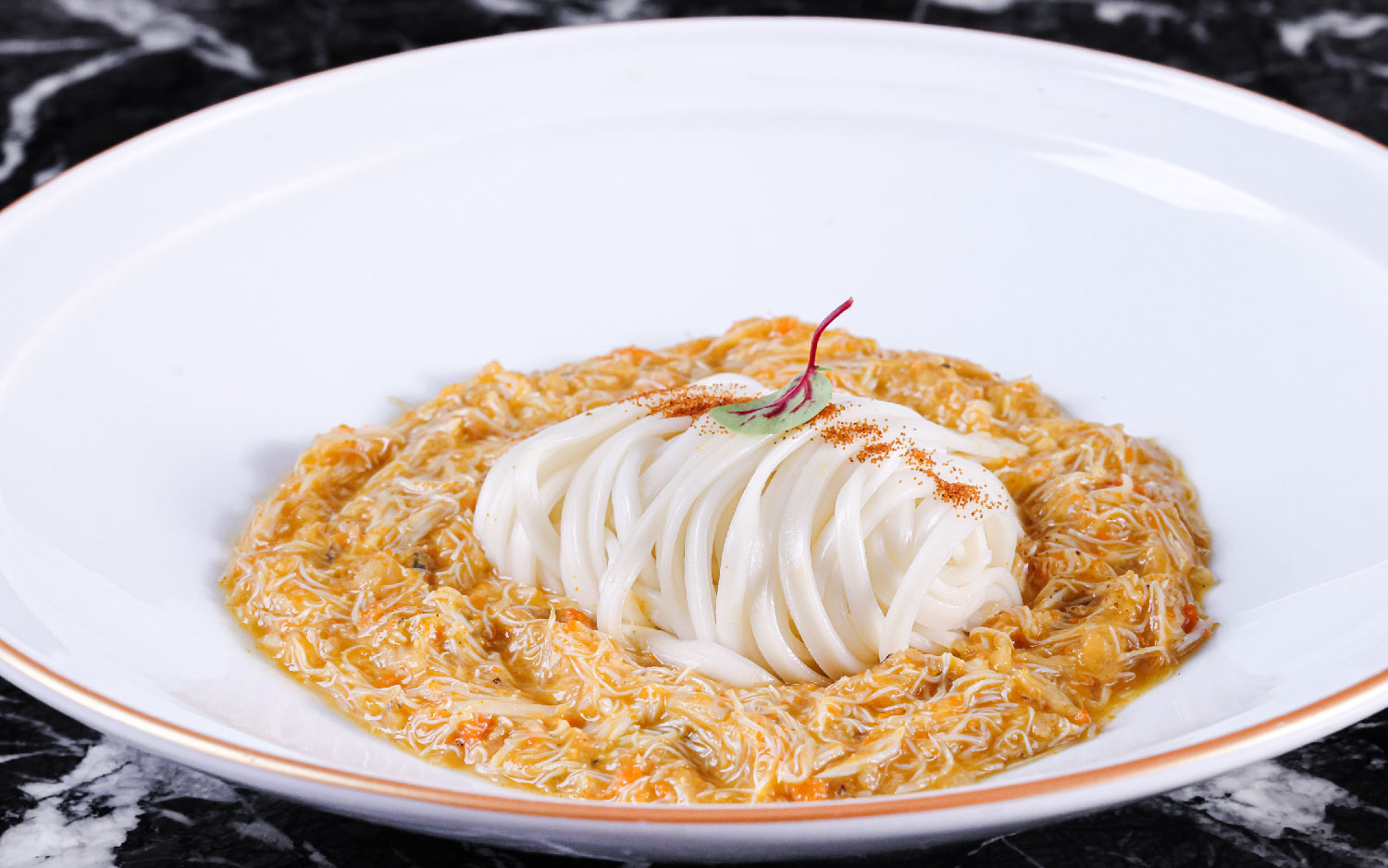 Inaniwa Udon with Shrimp Roe and Hairy Crab Cream