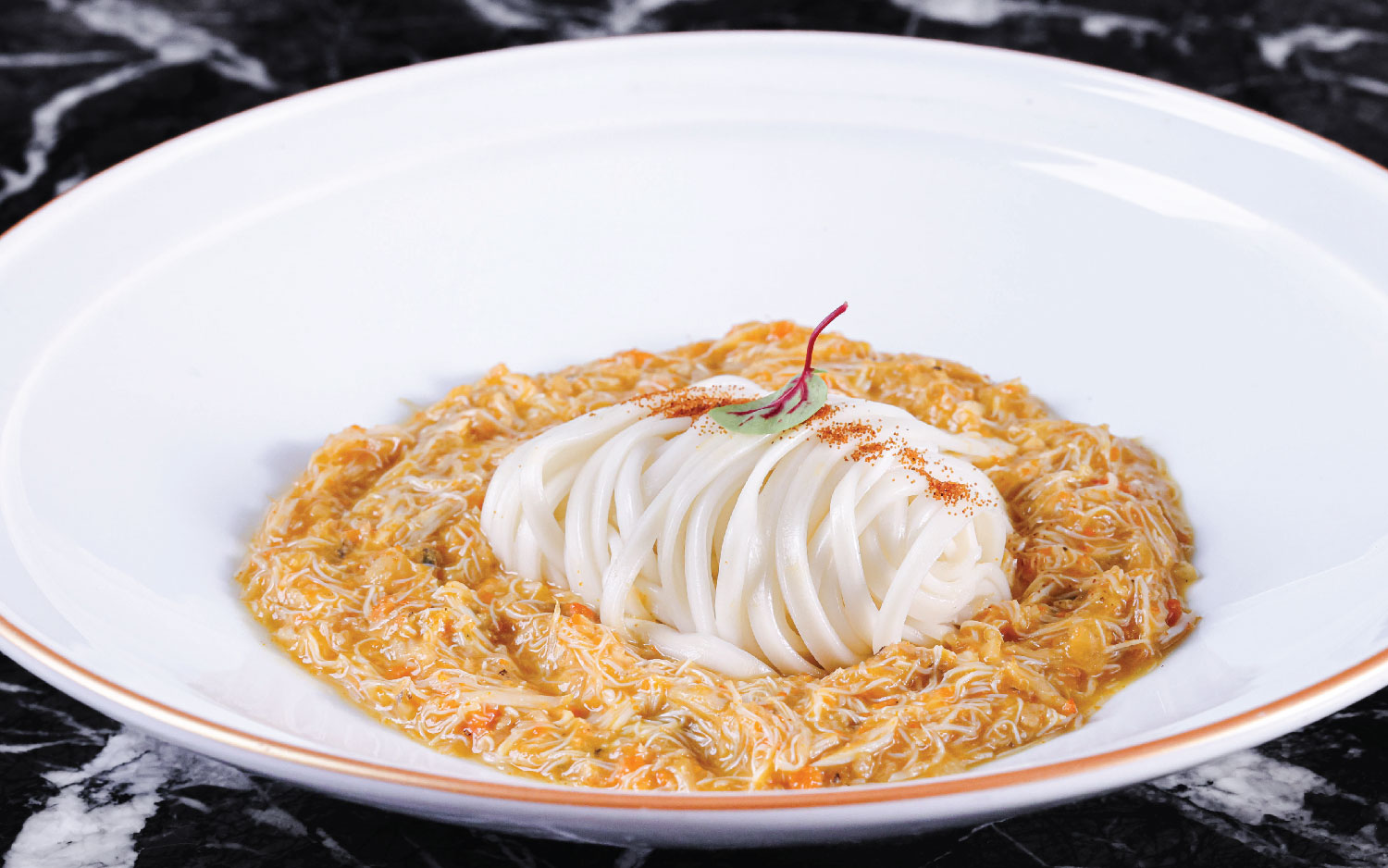 Inaniwa Udon with Shrimp Roe and Hairy Crab Cream